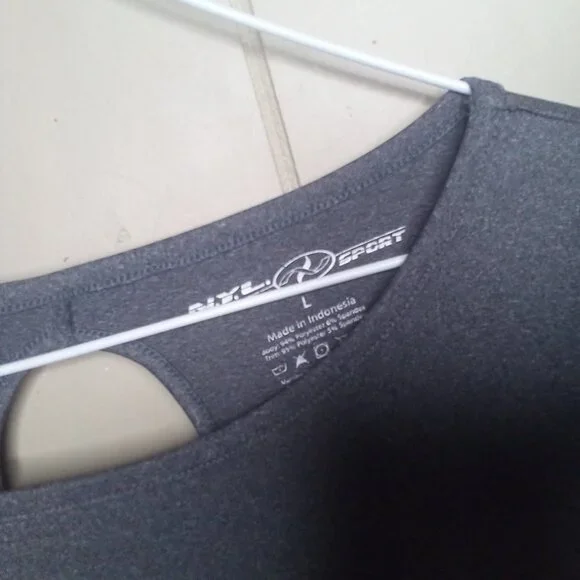 NYL Sport Shirt L Long Sleeve Active Athletic Gray Black - Picture 5 of 11